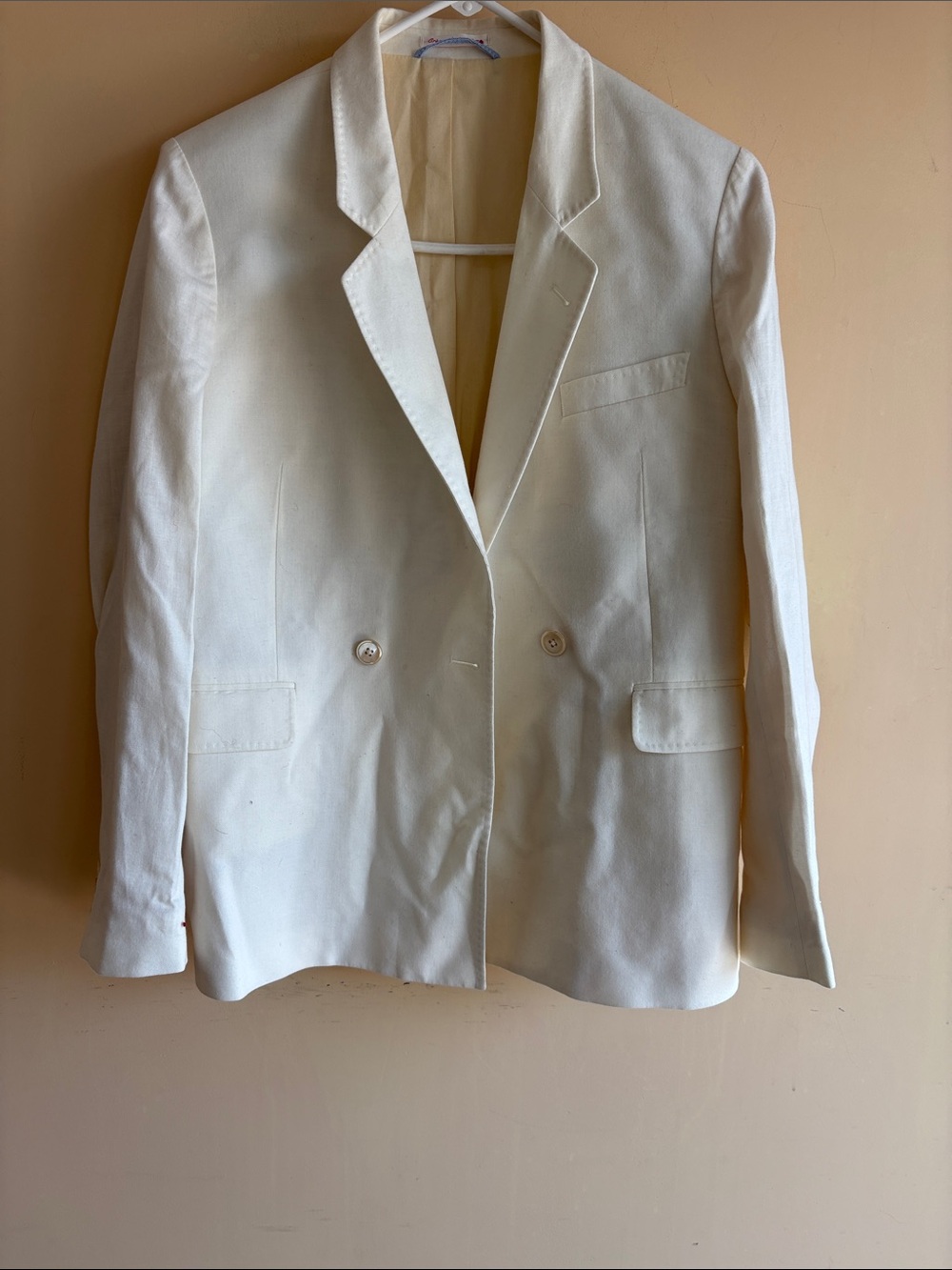 Women's Cream Double-Breasted Tailored Blazer